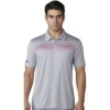Adidas Golf Adidas ClimaCool Chest Print Polo - Mid Grey/Shock Pink -Golf Sales Shop climacool chest print polo midgrey shock pink