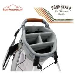Sun Mountain 2023 Mid Stripe Stand Bag - White/Cadet/Brick -Golf Sales Shop sm23 mstr wcb3
