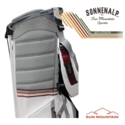 Sun Mountain 2023 Mid Stripe Stand Bag - White/Cadet/Brick -Golf Sales Shop sm23 mstr wcb5