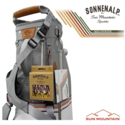 Sun Mountain 2023 Mid Stripe Stand Bag - White/Cadet/Brick -Golf Sales Shop sm23 mstr wcb7