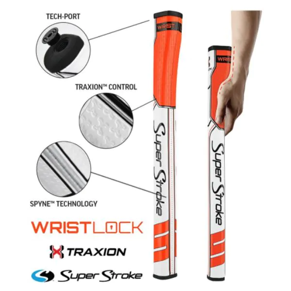 Superstroke Traxion Wrist Lock Putter Grip - Orange/White 3 Superstroke Traxion Wrist Lock Putter Grip - Orange/White