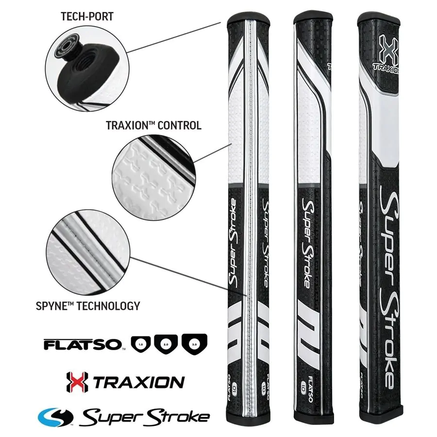 Super Stroke Traxion Flatso 1.0 Putter Grip - Black/White 3 Super Stroke Traxion Flatso 1.0 Putter Grip - Black/White
