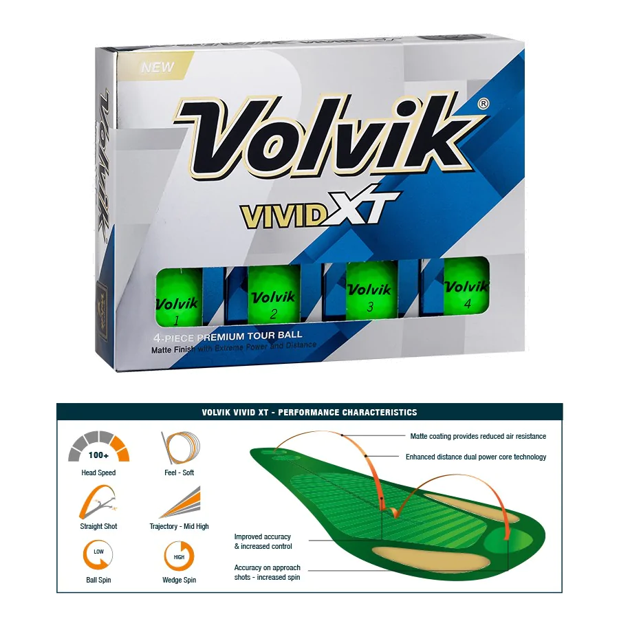 Volvik Vivid XT Golf Balls - Green 3 Volvik Vivid XT Golf Balls - Green