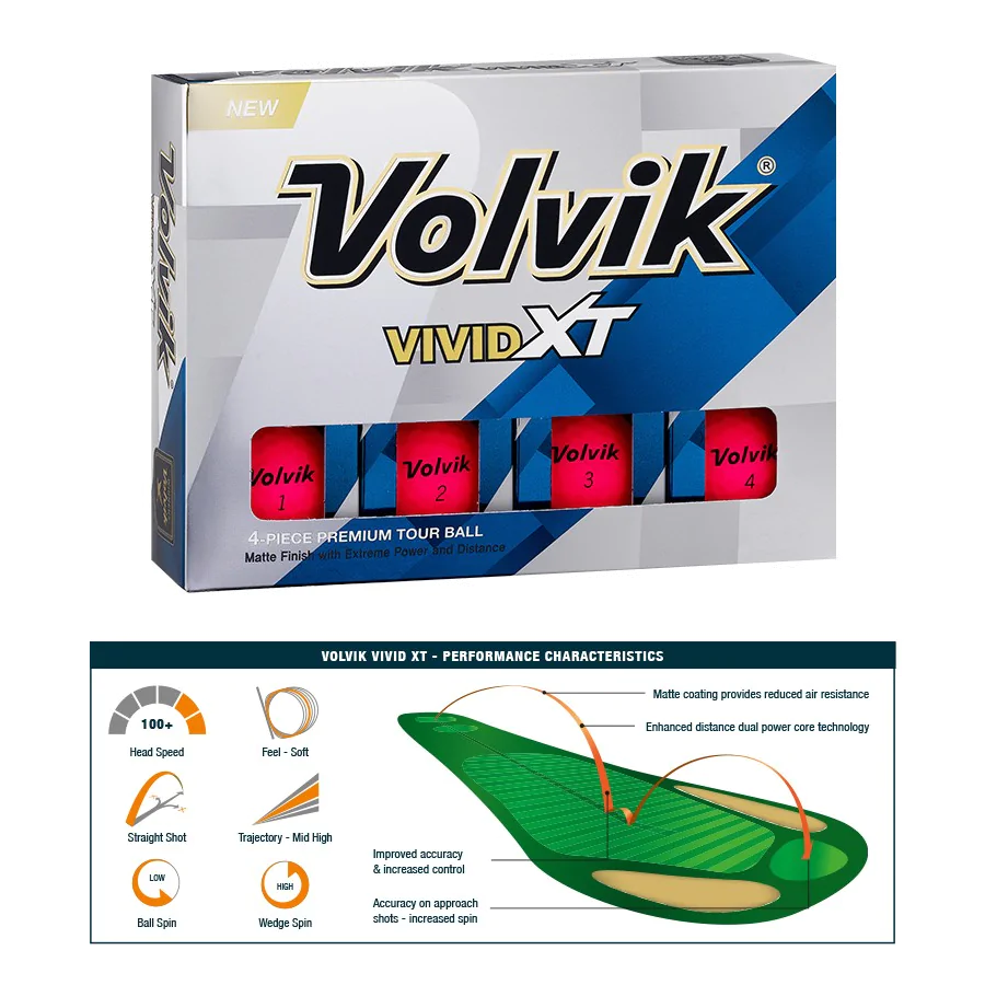 Volvik Vivid XT Golf Balls - Pink 3 Volvik Vivid XT Golf Balls - Pink
